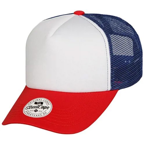 Бейсболка с сеткой / Street Caps / 703-5-3-011-005P Пятипанельная трёхцветная полиэстер / красно-бел (One size)