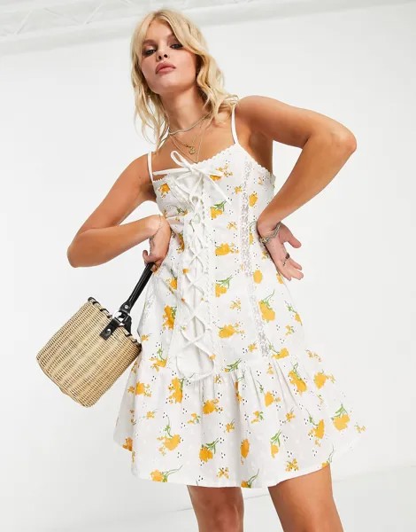 Мини-платье ограниченной серии Reclaimed Vintage из вышивки с цветочной вышивкой