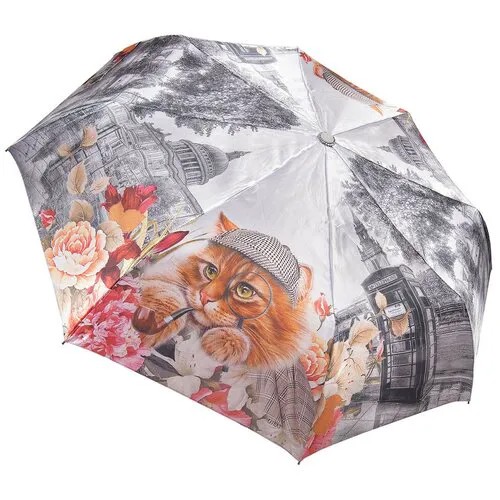 UTEKI зонт женский кошки, 3 сложения, суперавтомат, полиэстер, купол 102 см. U5554-01