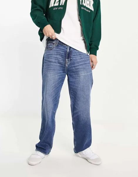 Потертые мешковатые джинсы Hollister темного винтажного цвета