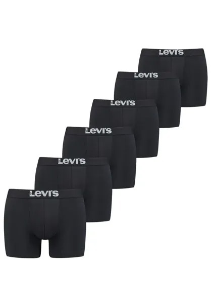 Боксеры Levi's (6 шт. в упаковке), с широким поясом с логотипом, черный