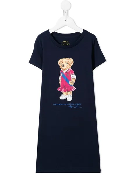 Ralph Lauren Kids длинное платье-футболка Polo Bear