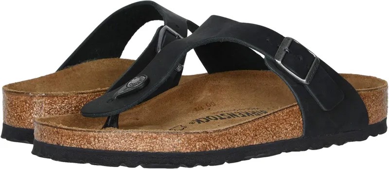 Сандалии на плоской подошве Gizeh Oiled Leather Birkenstock, цвет Black Oiled Leather