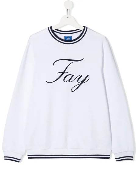 Fay Kids футболка с вышитым логотипом и длинными рукавами