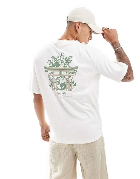 Футболка Oversize Selected Homme s в цвете Weis mit Japan-R cckenprint