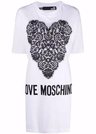 Love Moschino платье-футболка с кружевом