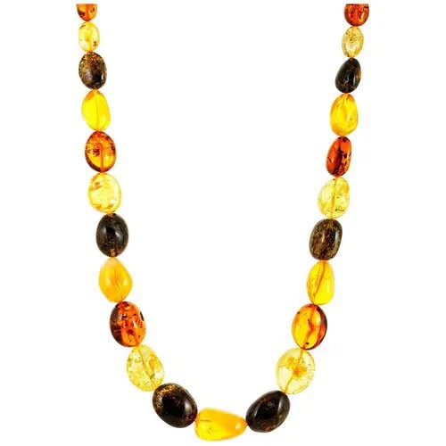 Бусы AmberHandmade, янтарь, длина 54 см, желтый, бордовый