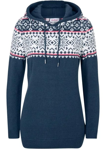 Вязаный свитер с капюшоном John Baner Jeanswear, синий