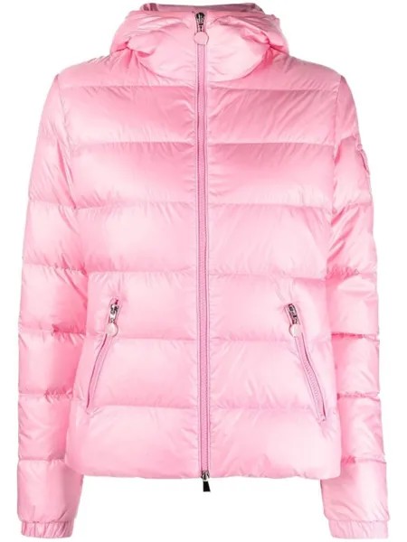 Moncler пуховик с капюшоном, розовый