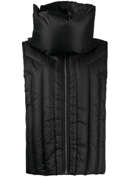 Rick Owens стеганый жилет с воротником-воронкой, черный