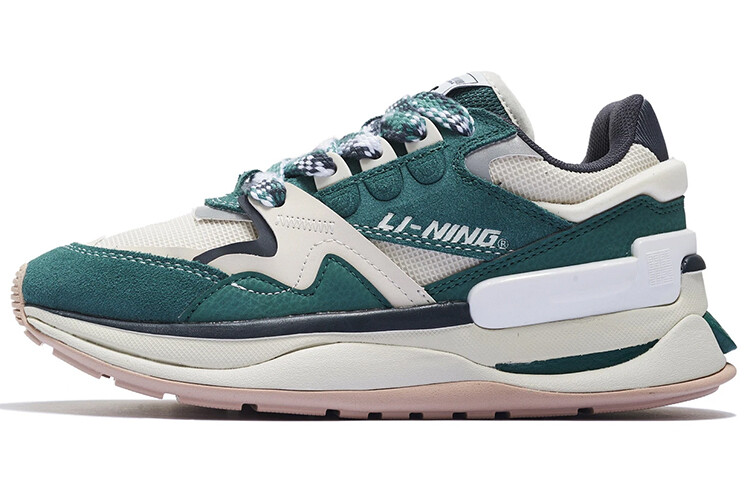 LINING 001 Lifestyle Shoes Women's Low-top Pearl White / Blue Spruce Green / Cold Ebony Black
