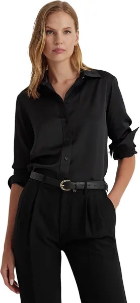 Атласная рубашка из шармёза LAUREN Ralph Lauren, черный