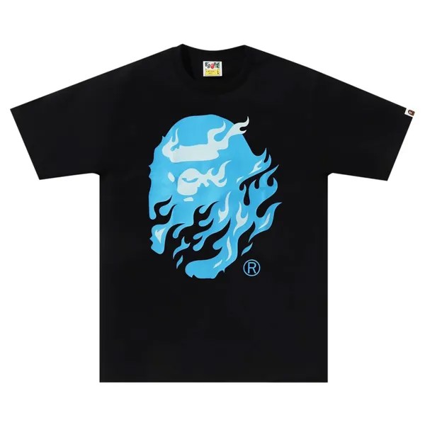 Футболка BAPE Flame Ape Head Tee, цвет Black/Blue