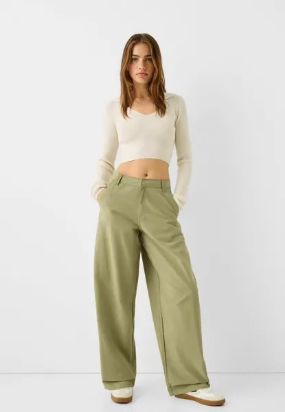 Тканевые брюки Bershka, зеленый
