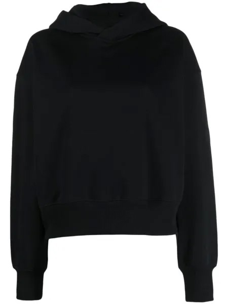 Y-3 logo-patch long-sleeve hoodie, черный