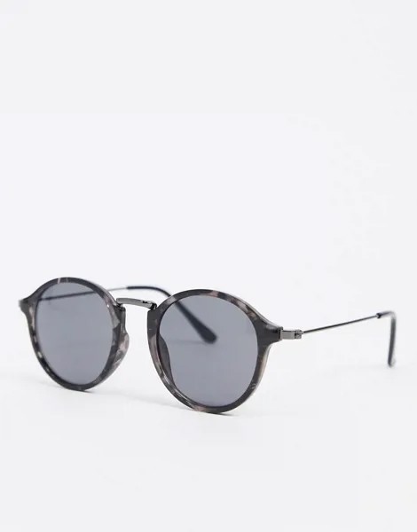 Черные круглые солнцезащитные очки с мраморным принтом AJ Morgan-Черный