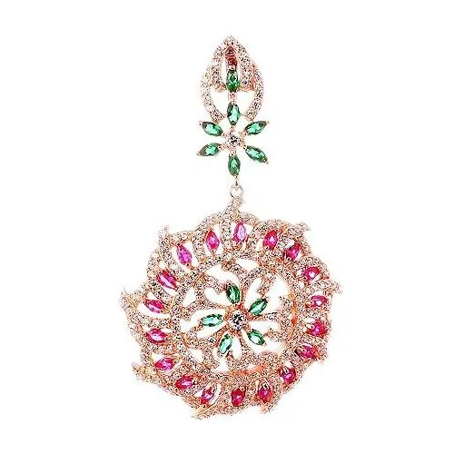 Подвеска с фианитами из серебра с позолотой ZP52478-001-PINK JV