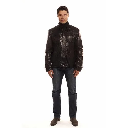 Кожаная куртка Valentini, размер 58, черный