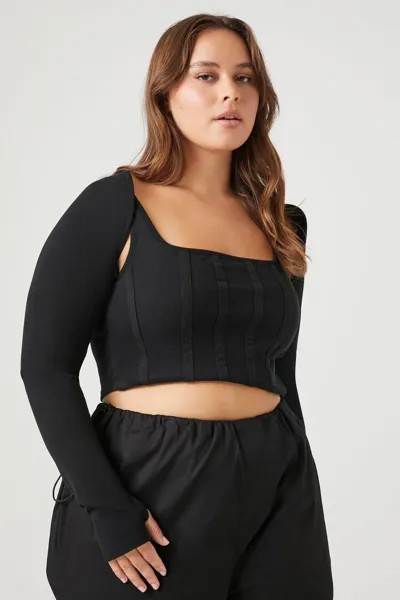 Комплект из топа на бретелях и болеро больших размеров Forever 21, черный