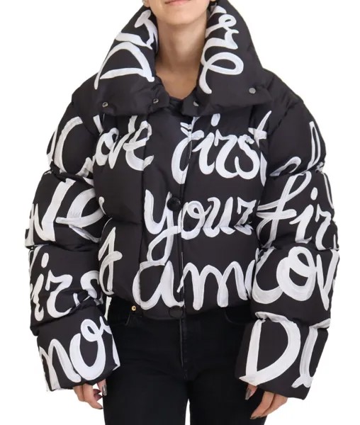 DOLCE - GABBANA Куртка Полиэстер Черный Блузон AMORE с принтом IT44/US10/L 2180usd