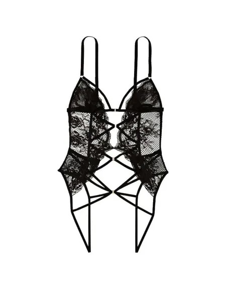 Боди Victoria's Secret Very Sexy с цветочным треугольником в сеточку, черный