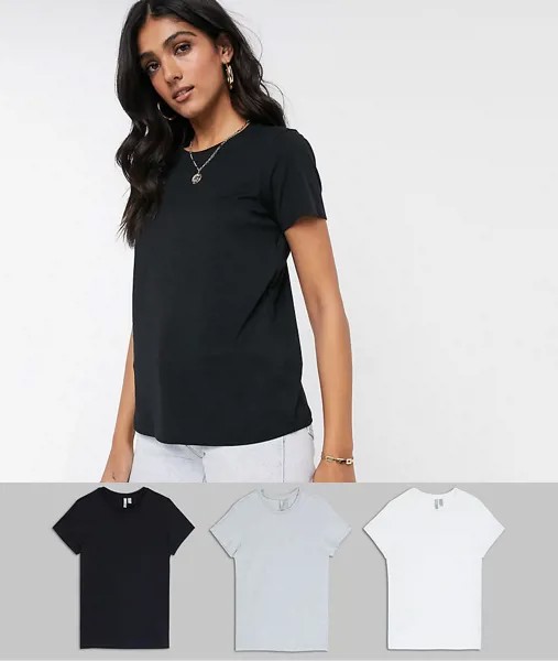 3 футболки со скидкой из органического хлопка с круглым вырезом ASOS DESIGN Tall-Многоцветный