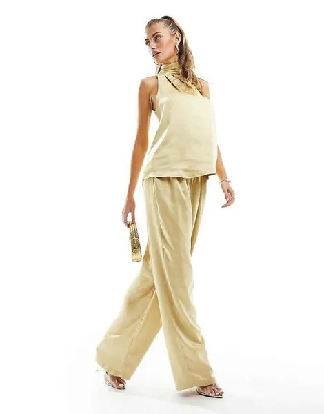 Брюки Flounce London Satin Floaty, золотистый