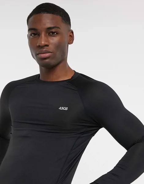 Черный обтягивающий лонгслив ASOS 4505 icon