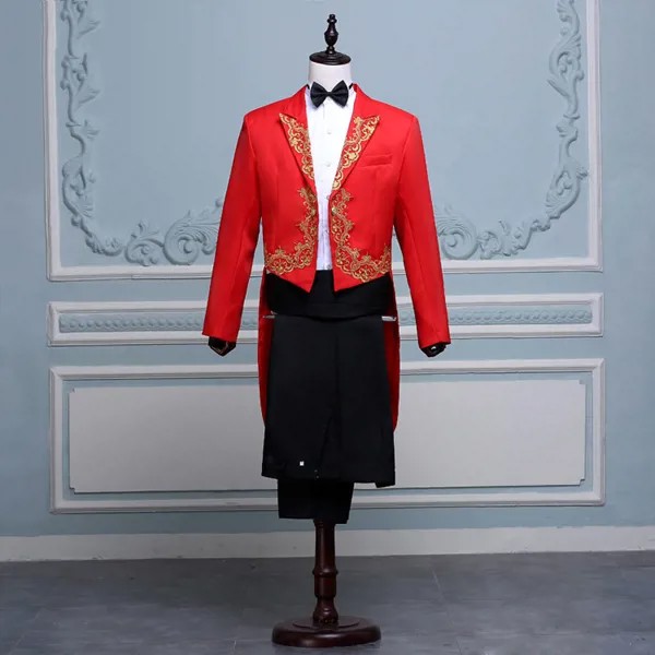 Мужской классический смокинг с брюками, черный, белый, красный смокинг для выступлений, выступлений, проведения церемоний, свадеб, 2020