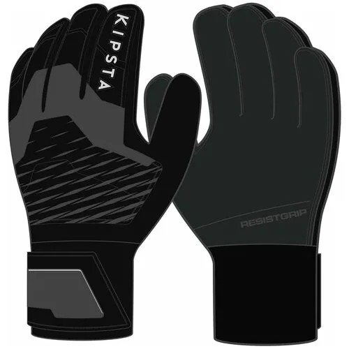 Перчатки вратарские взрослые F100 RESIST, размер: 9, цвет: Черный/Серый Графит KIPSTA Х Decathlon