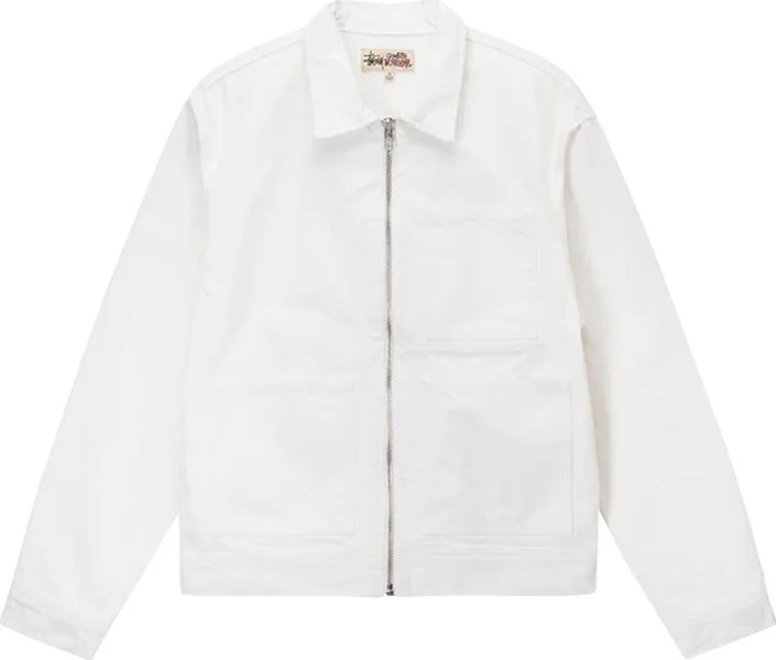 Куртка Stussy Overdyed Zip Work Jacket 'White', белый