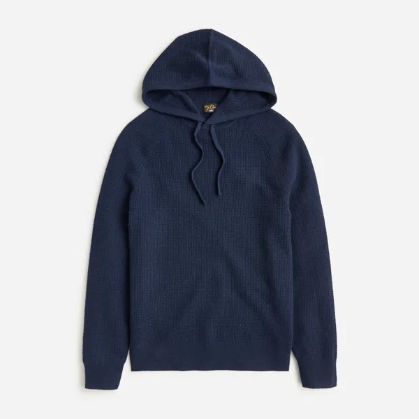 Кашемировый вафельный свитер с капюшоном J.Crew, синий