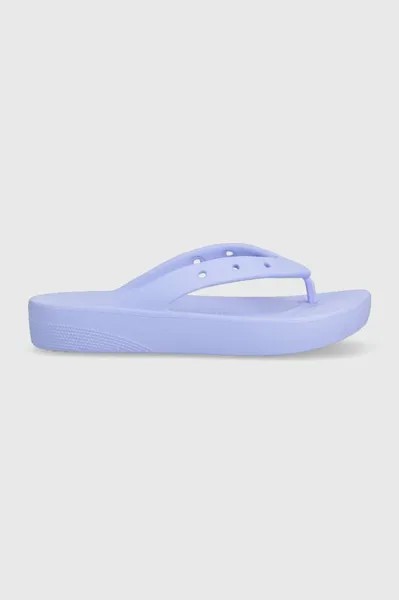 Классические шлепанцы на платформе Crocs, фиолетовый