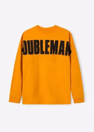 Жёлтый лонгслив oversize с принтом для мальчика Gloria Jeans