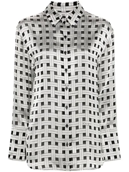 Kenzo рубашка из атласа с тканым принтом, черный