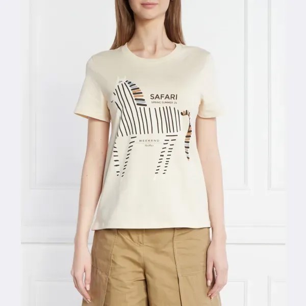 Футболка прямого кроя в стиле йены Max Mara, бежевый