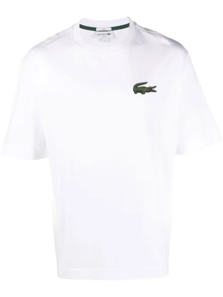 Lacoste футболка с вышитым логотипом, белый