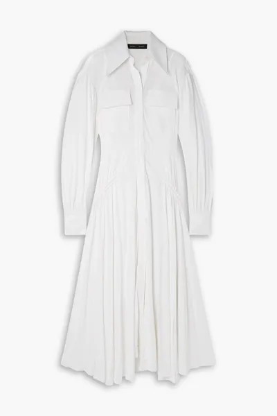 Платье-рубашка макси из джерси со сборками PROENZA SCHOULER, слоновая кость