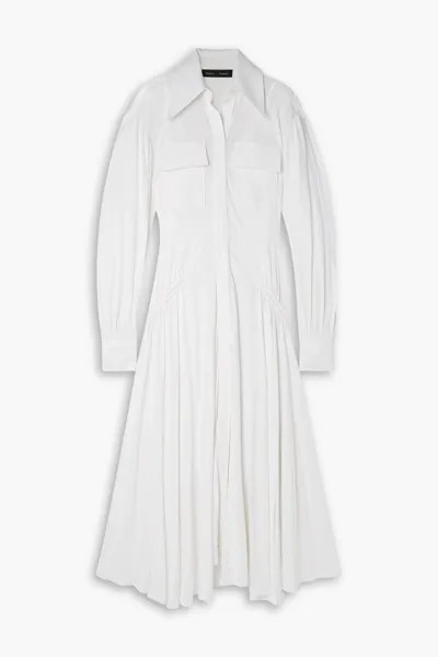 Платье-рубашка макси из джерси со сборками PROENZA SCHOULER, слоновая кость
