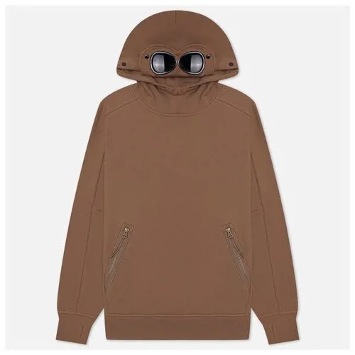 Мужская толстовка C.P. Company Goggle Hoodie Diagonal Raised Fleece коричневый, Размер S