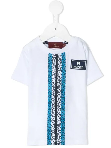 Aigner Kids футболка с контрастными полосками и монограммой