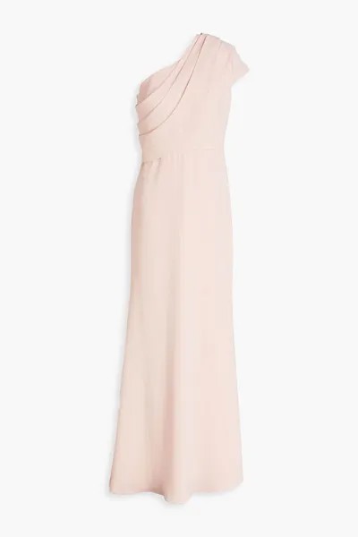 Креповое платье с открытыми плечами и драпировкой BADGLEY MISCHKA, румян