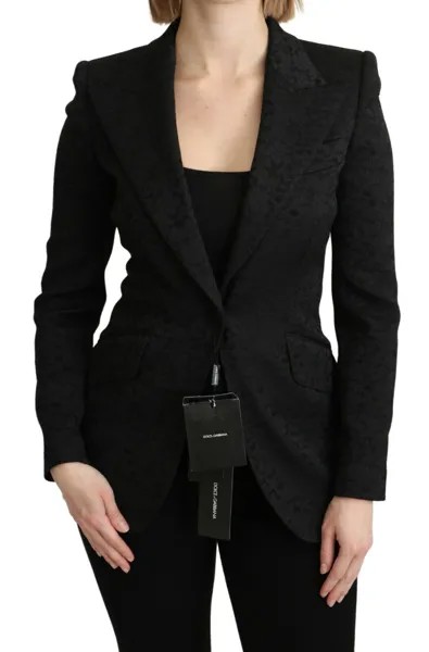 Куртка DOLCE - GABBANA Однобортный пиджак из черной парчи IT36/ US2 / XS 2800 долларов США