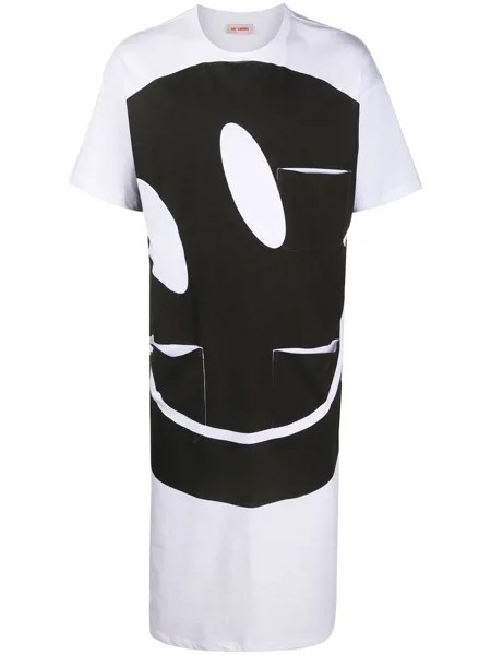 Raf Simons длинная футболка с принтом Smiley