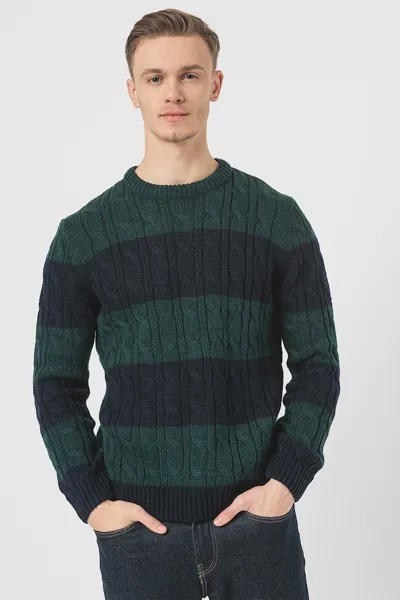 Полосатый свитер из шерсти и акрила Ovs, зеленый