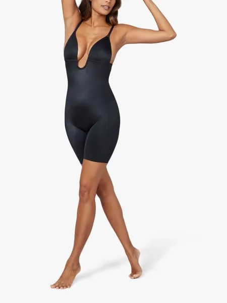 Боди Spanx Suit Your Fancy с глубоким вырезом и до середины бедра, черный