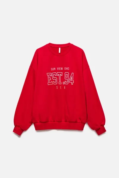 Свитшот oversize из футера с принтом-надписью