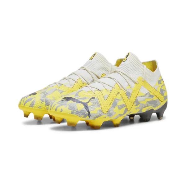 Футбольные бутсы FUTURE ULTIMATE FG/AG мужские PUMA Sedate Grey Asphalt Yellow Blaze, цвет gelb