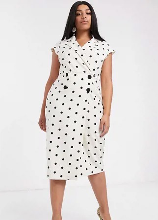 Платье миди с запахом и принтом ASOS DESIGN Curve-Многоцветный