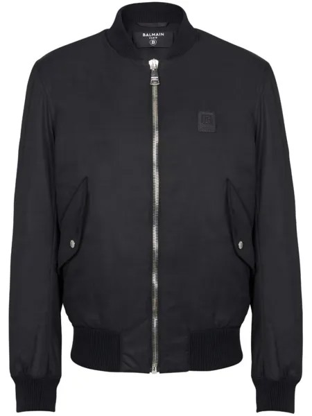 Balmain бомбер с нашивкой-логотипом, черный